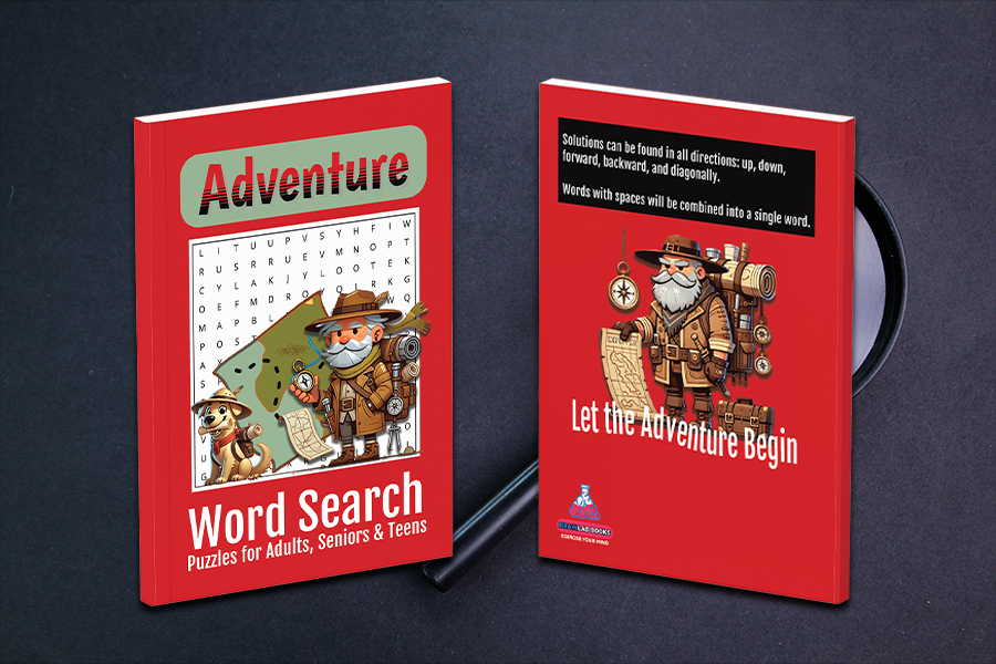 Adventure Word Search Puzzle Books for Adults, Seniors, and Teens.