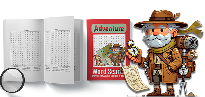 Adventure Word Search Puzzle Book Designed for Adults, Seniors, and Teens.