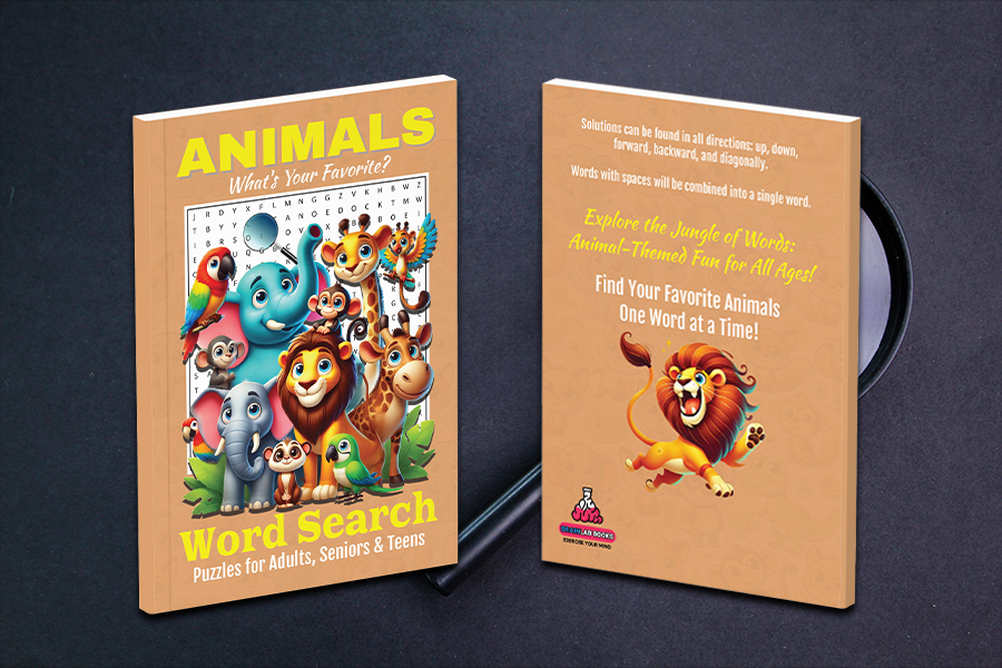 Animals Word Search Puzzle Books for Adults, Seniors, and Teens.
