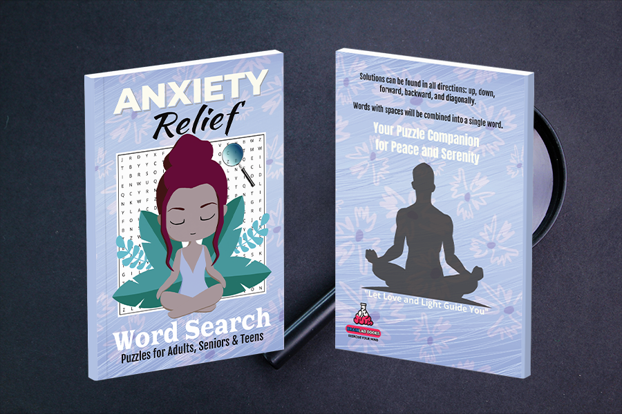 Anxiety Relief Word Search Puzzle Books for Adults, Seniors, and Teens.