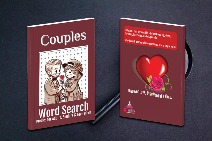 Couples Word Search Puzzle Books for Adults, Seniors, and Teens.
