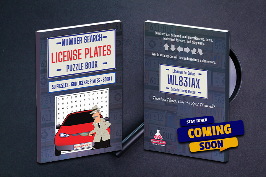 License Plate Word Search Puzzle Books for Adults, Seniors, and Teens.