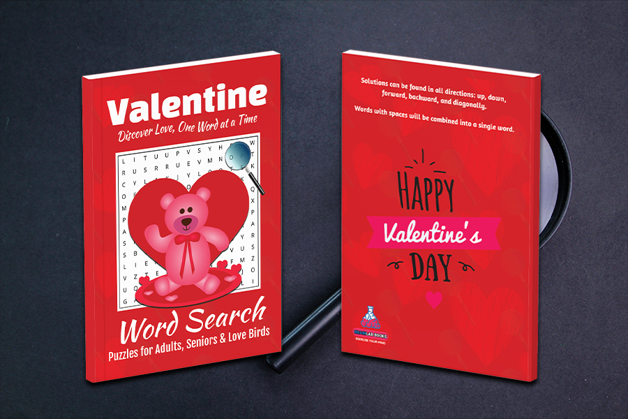 Valentine Word Search Puzzle Books for Adults, Seniors, and Teens.